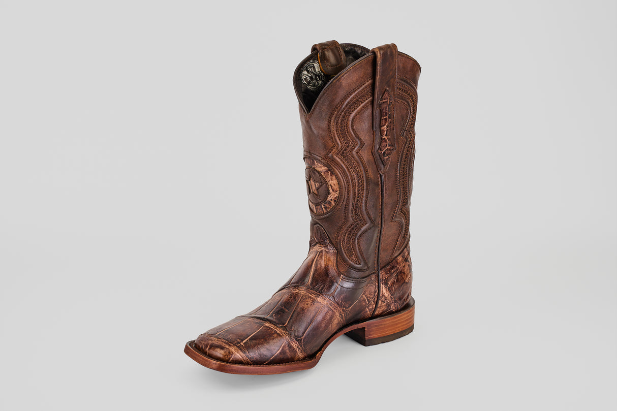James - Rustic Brown - Square Toe (Alligator Hornback)