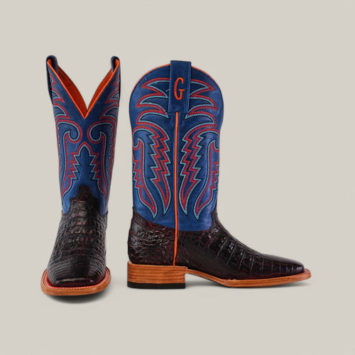 Exotic Caiman Belly - Black Cherry - Square Toe