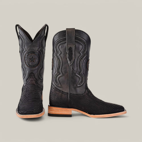 Exotic Python - Matte Black - Square Toe