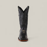 Exotic American Alligator Belly Tail  - Black - Square Toe