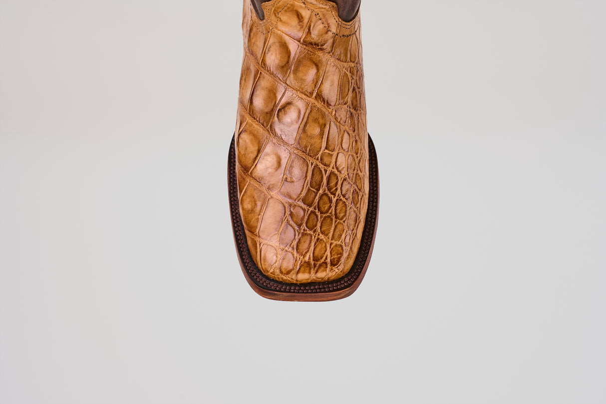 Exotic American Alligator Hornback - Fawn - Square Toe