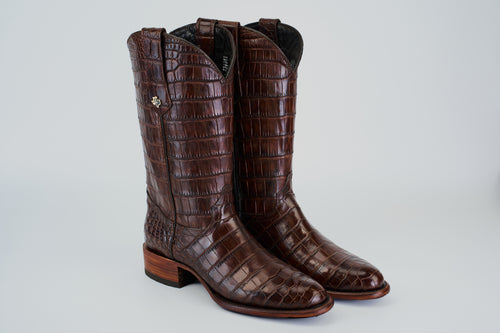Exotic Full American Alligator - Brown - Round Toe