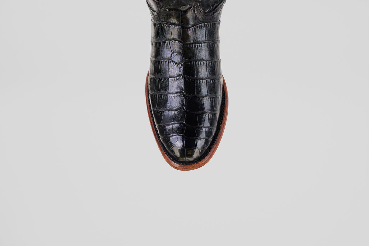 Exotic Full American Alligator - Black - Round Toe