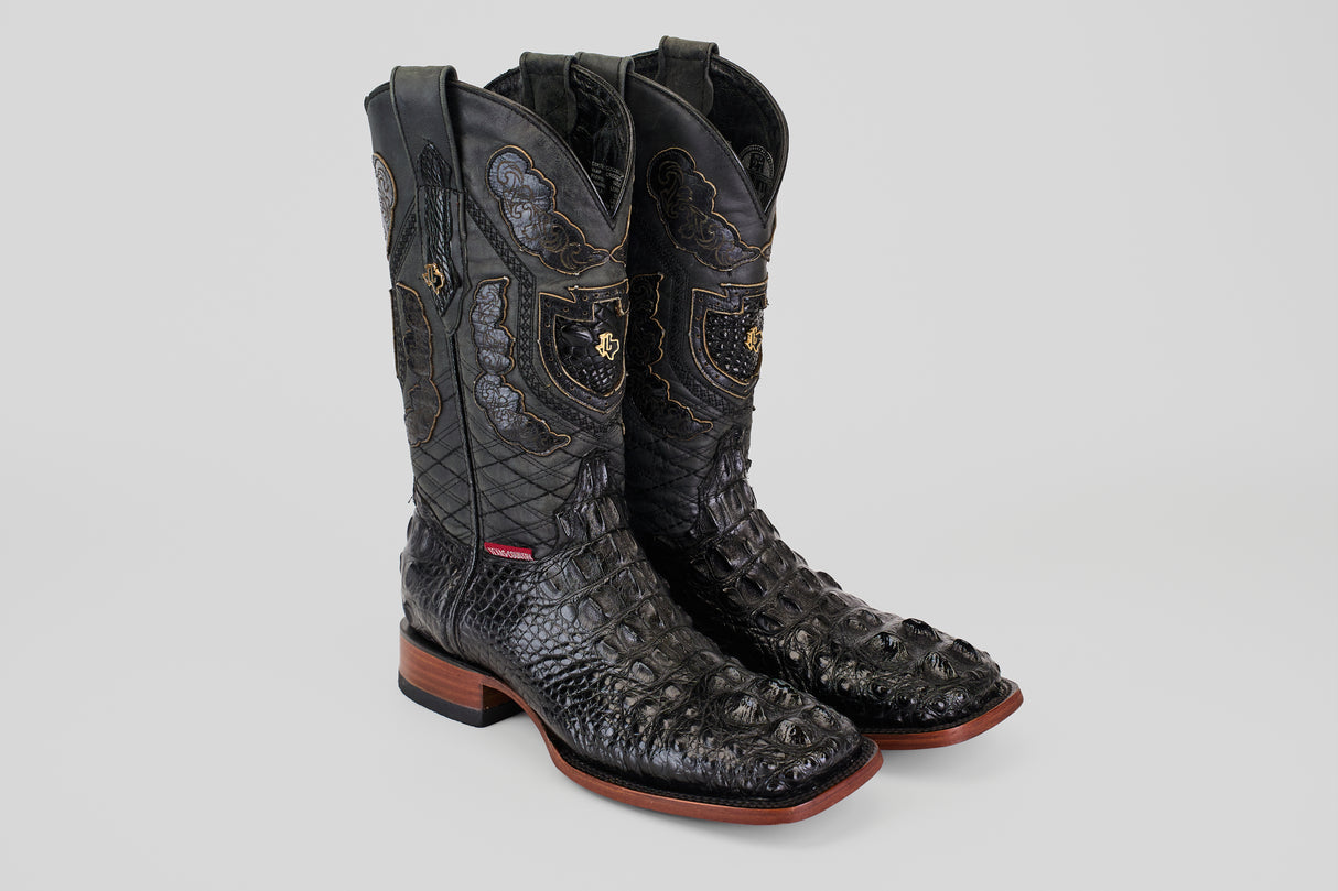 Exotic American Alligator Head - Black - Square Toe