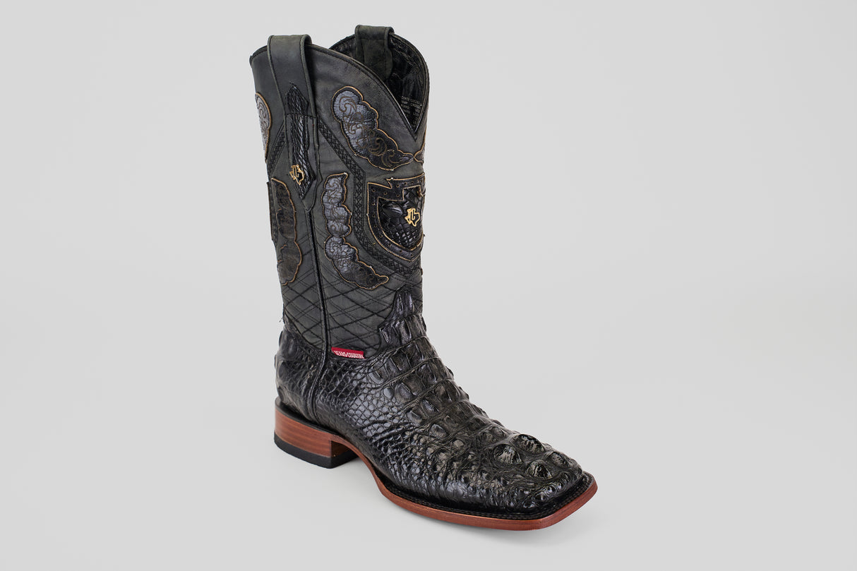 Exotic American Alligator Head - Black - Square Toe