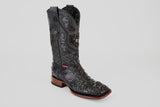 Exotic American Alligator Head - Black - Square Toe