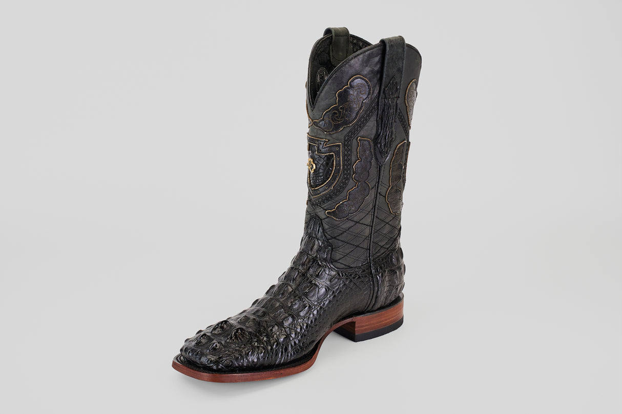 Exotic American Alligator Head - Black - Square Toe