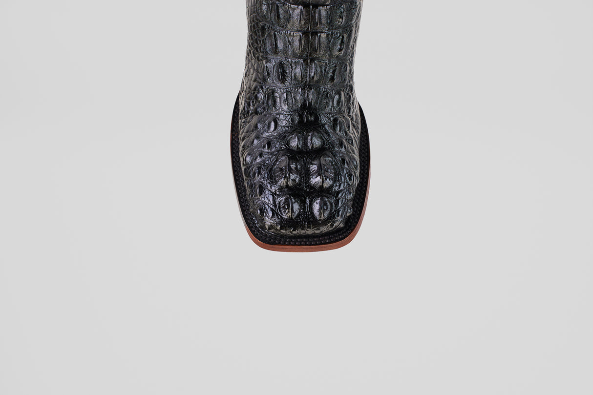 Exotic American Alligator Head - Black - Square Toe