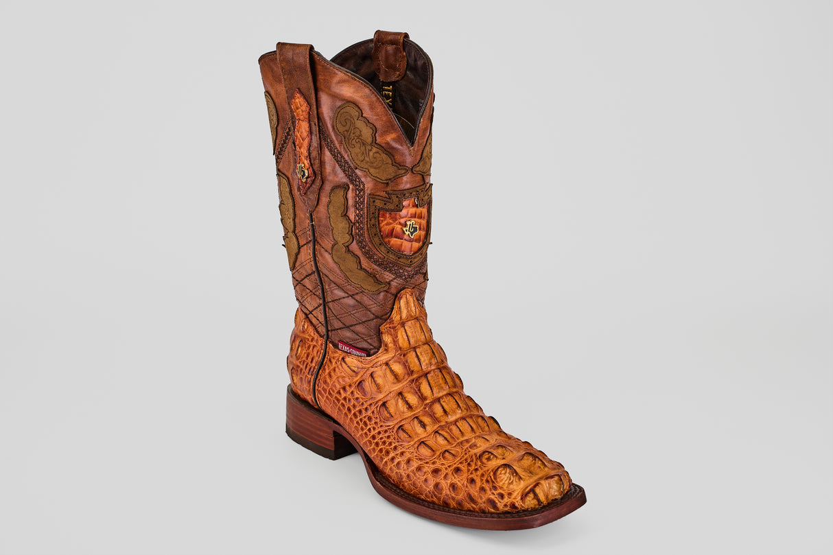 Exotic American Alligator Head - Cognac - Square Toe