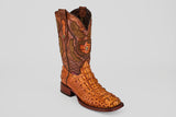 Exotic American Alligator Head - Cognac - Square Toe