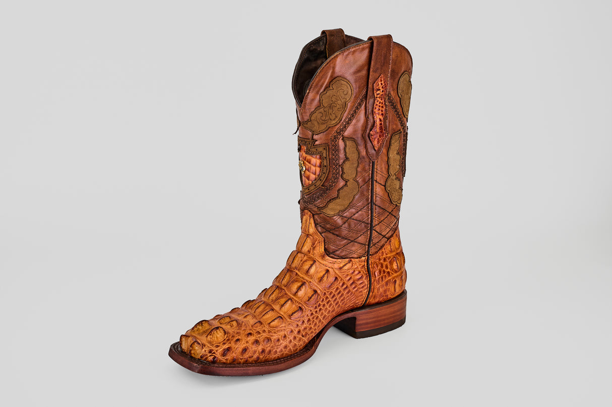Exotic American Alligator Head - Cognac - Square Toe
