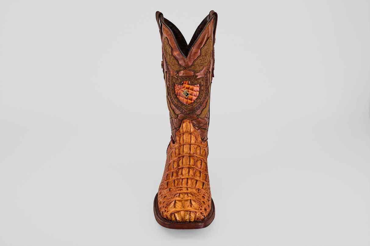 Exotic American Alligator Head - Cognac - Square Toe