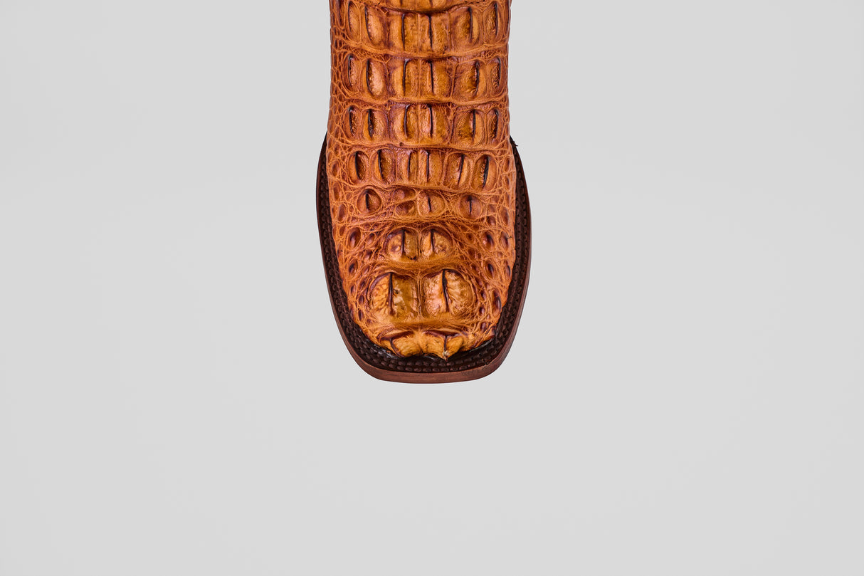 Exotic American Alligator Head - Cognac - Square Toe