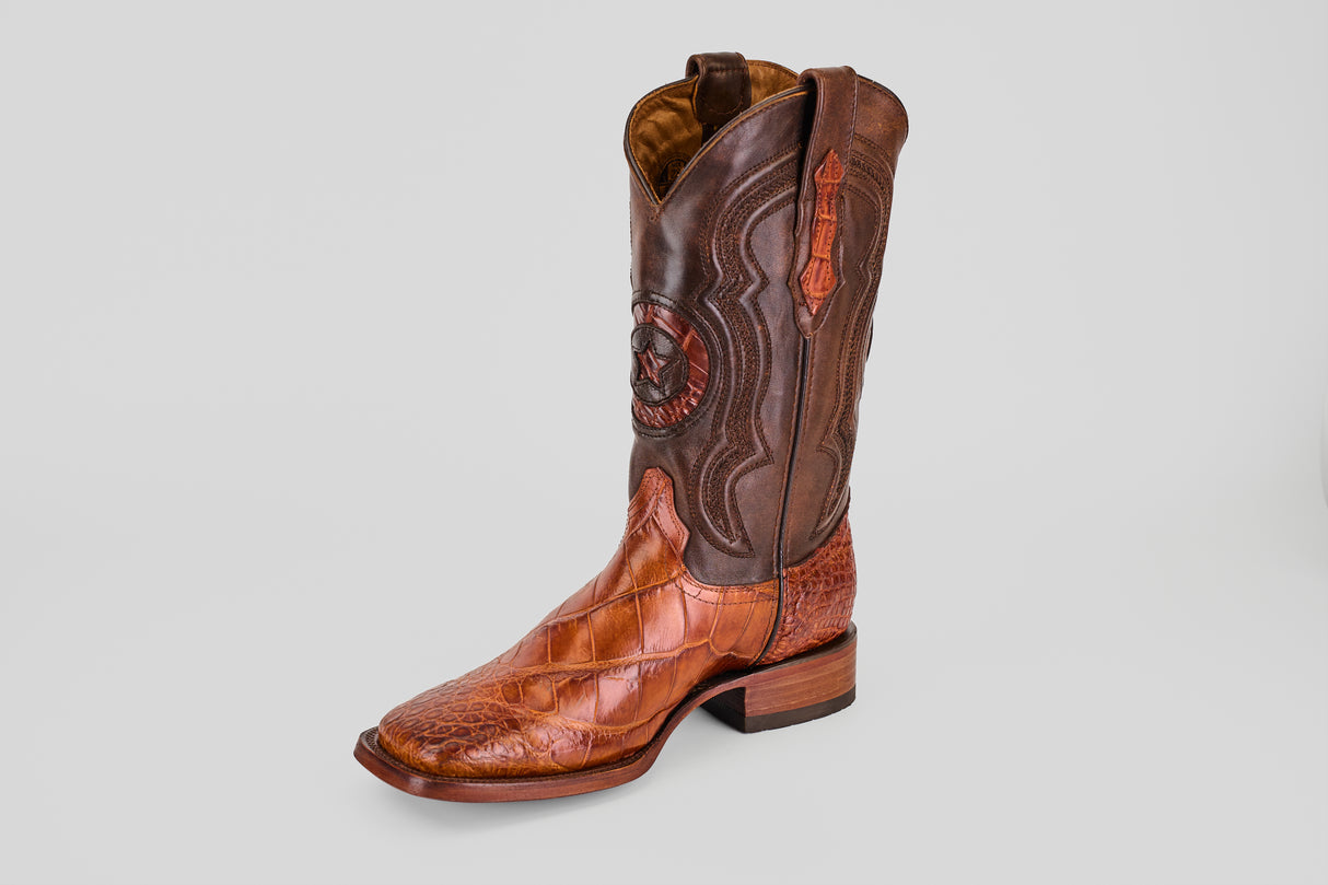 Exotic American Alligator Hornback - Cogñac - Square Toe