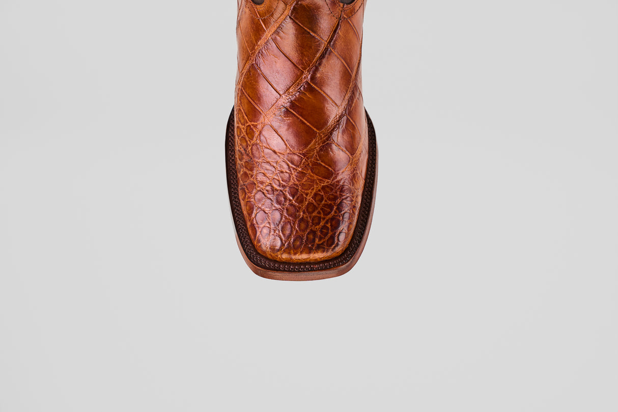 Exotic American Alligator Hornback - Cogñac - Square Toe
