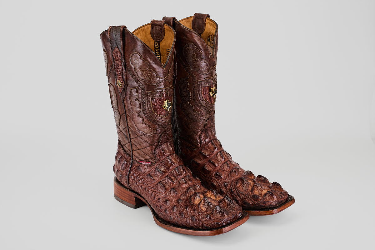 Exotic American Alligator Head - Brown - Square Toe
