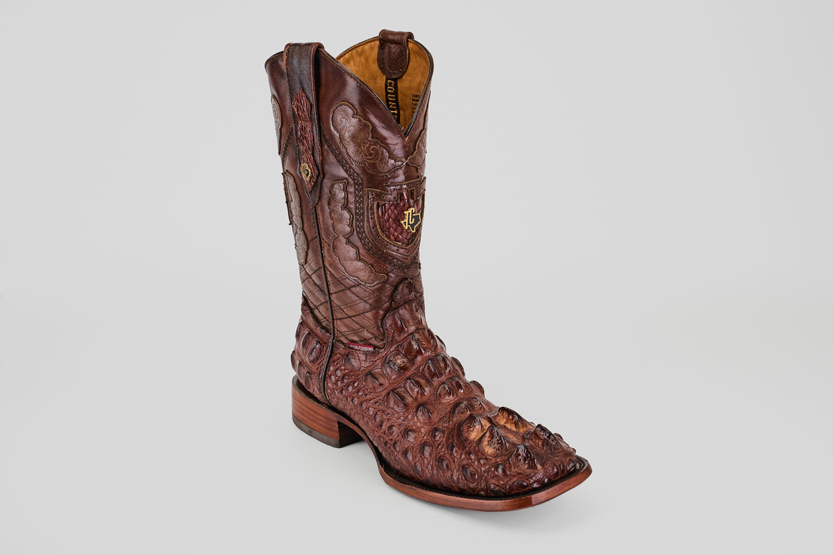Exotic American Alligator Head - Brown - Square Toe