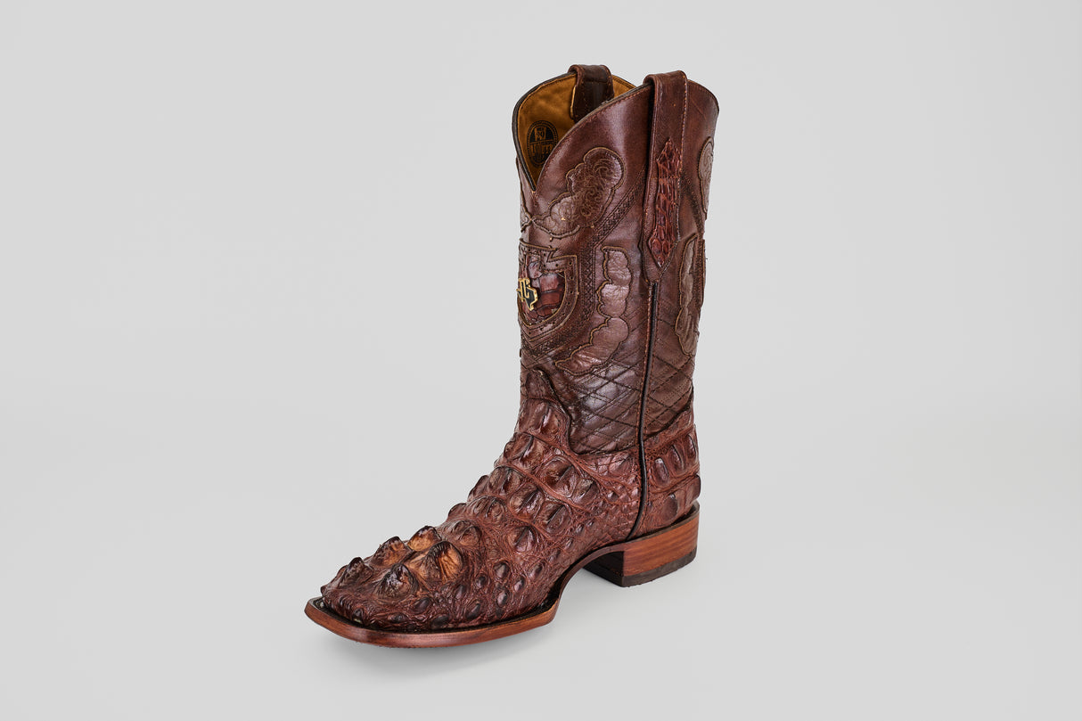 Exotic American Alligator Head - Brown - Square Toe