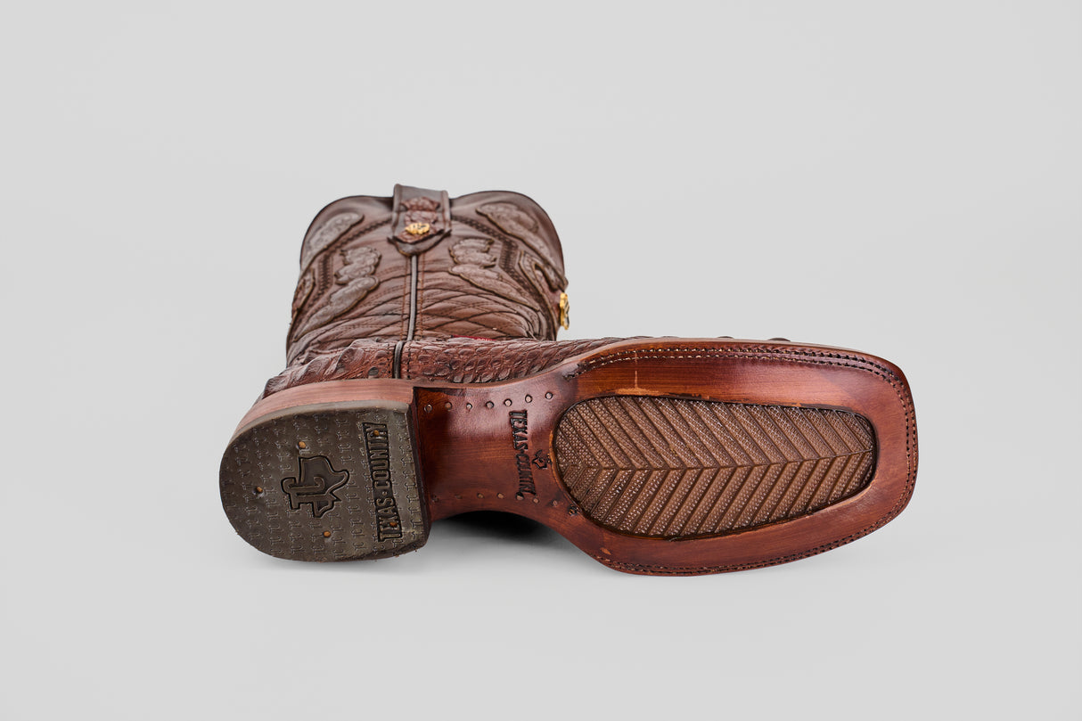 Exotic American Alligator Head - Brown - Square Toe