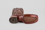 Exotic American Alligator Head - Brown - Square Toe