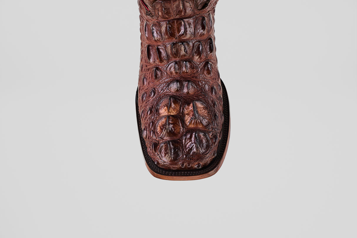 Exotic American Alligator Head - Brown - Square Toe