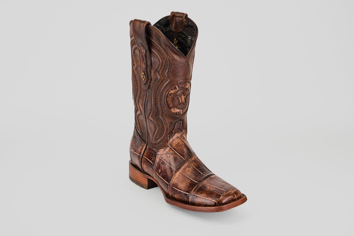 Exotic American Alligator Hornback - Rustic Brown - Square Toe