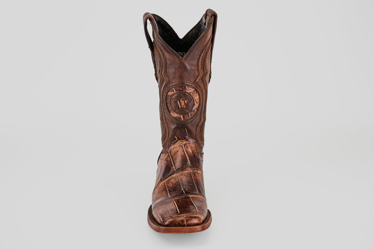 Exotic American Alligator Hornback - Rustic Brown - Square Toe