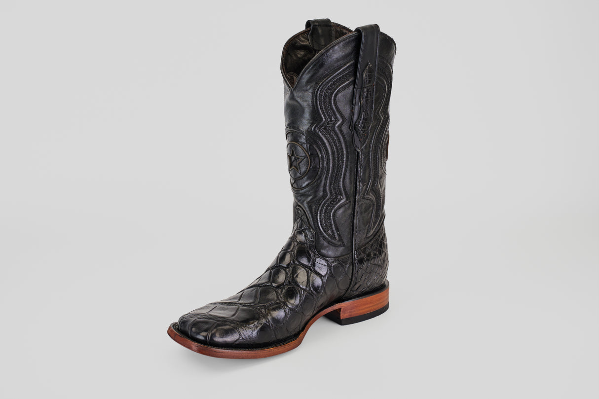 Exotic American Alligator Hornback - Black - Square Toe