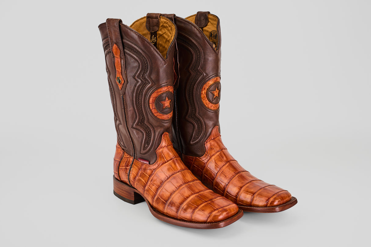 Exotic American Alligator Hornback - Brandy - Square Toe
