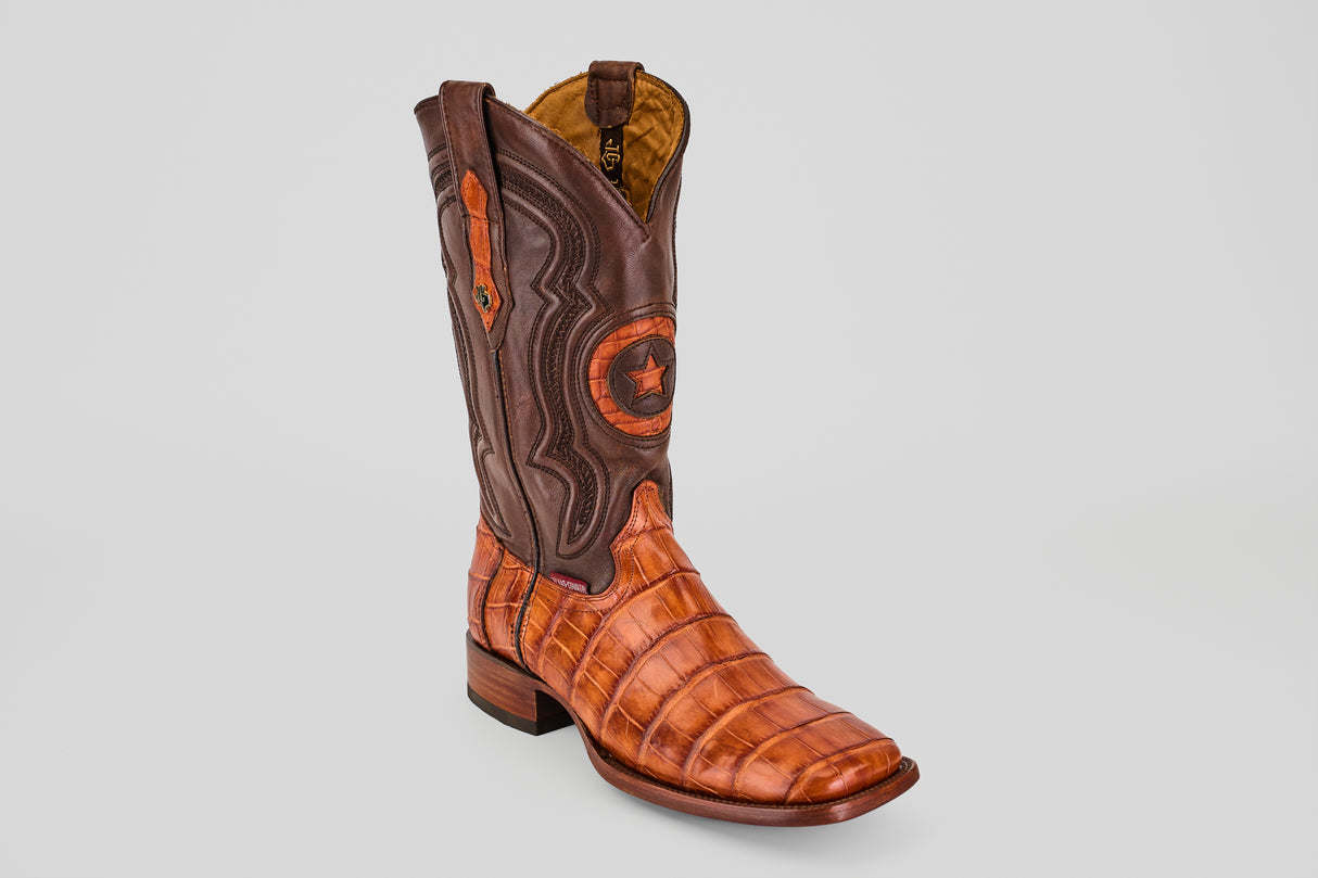 Exotic American Alligator Hornback - Brandy - Square Toe