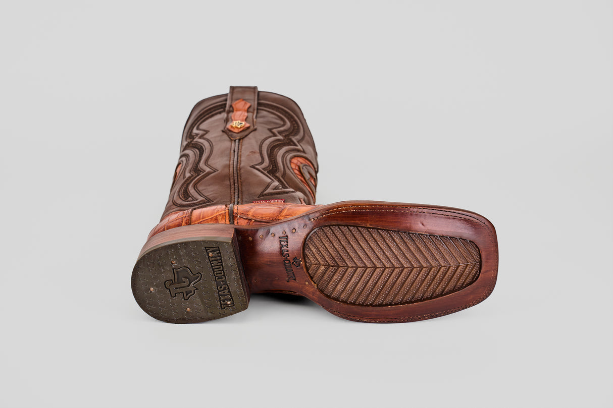 Exotic American Alligator Hornback - Brandy - Square Toe