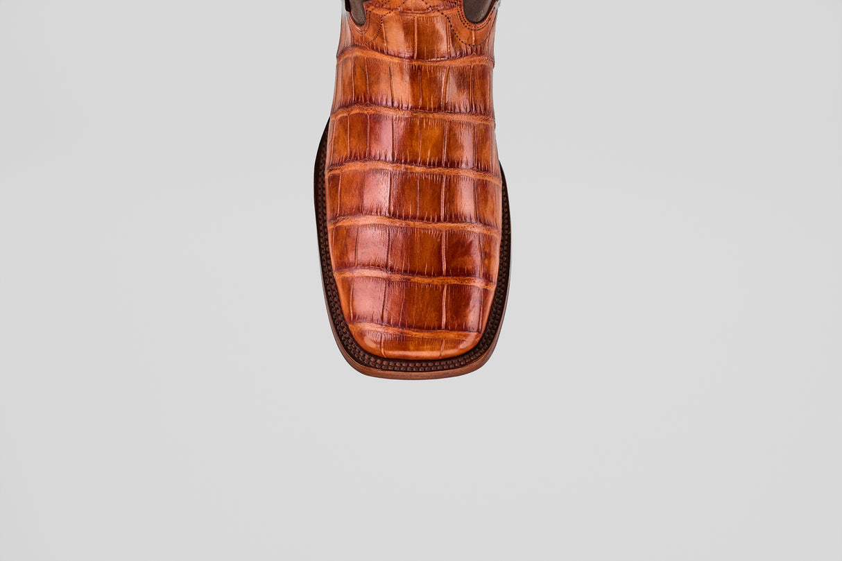 Exotic American Alligator Hornback - Brandy - Square Toe