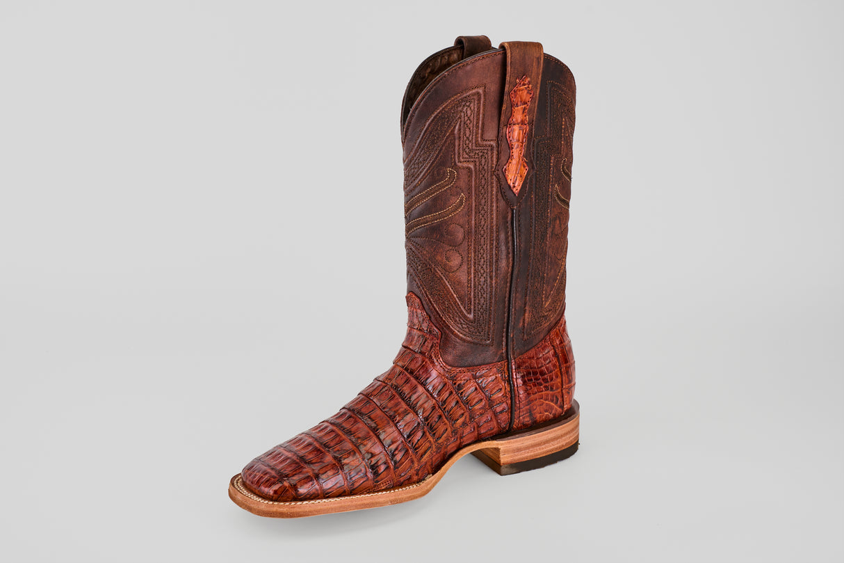 Exotic Caiman Tail - Cogñac - Square Toe