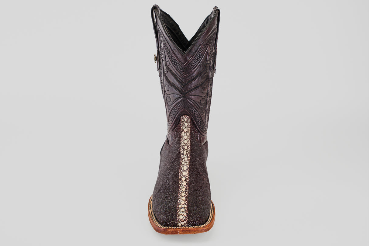 Exotic Stingray Queen  - Wine - Square Toe