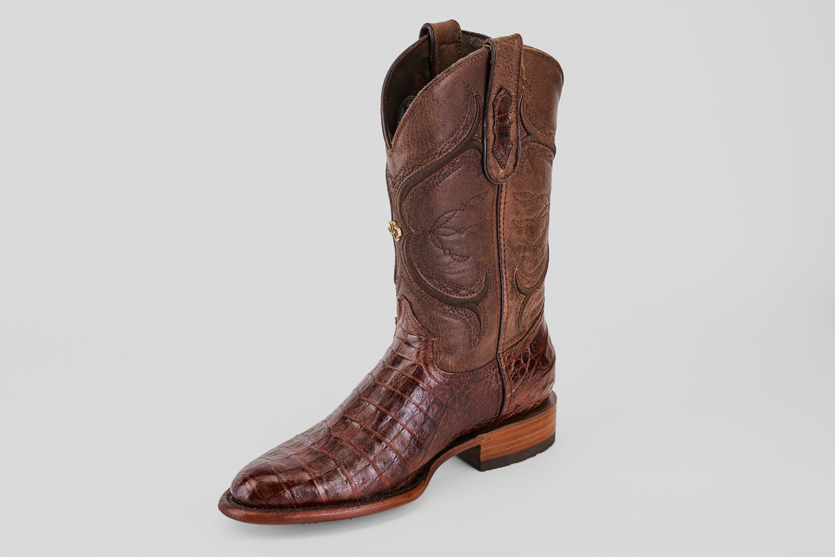 Exotic Caiman Belly - Brown - Round Toe