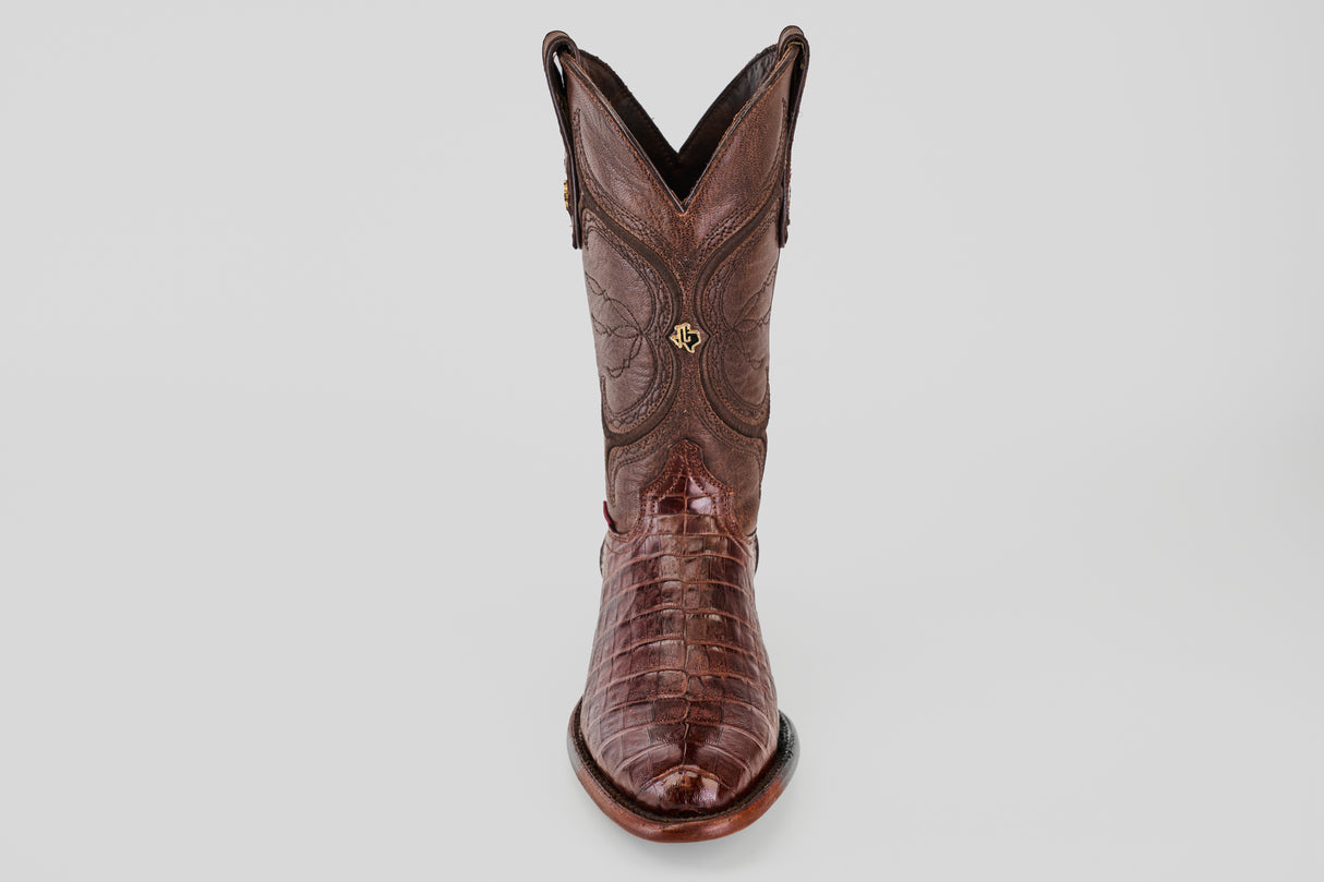 Exotic Caiman Belly - Brown - Round Toe