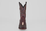 The Ranger – Wine – Round Toe cowboy boot, featuring decorative stitching and Western style, is displayed front-facing against a plain gray background.
