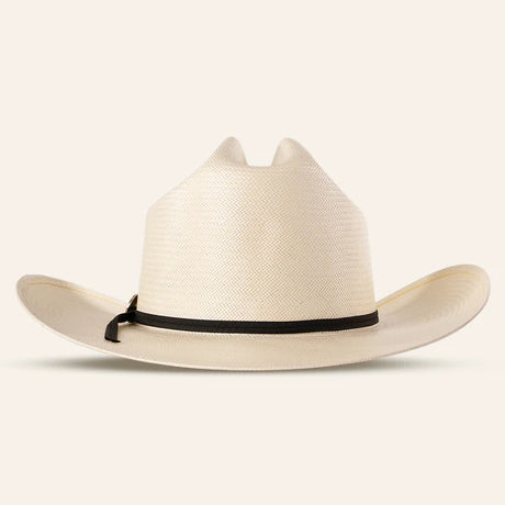 The 30x Sinaloa Straw Hat features a cream color, wide brim, and black hatband—ideal for sun protection on outdoor adventures. Displayed against a plain light background.
