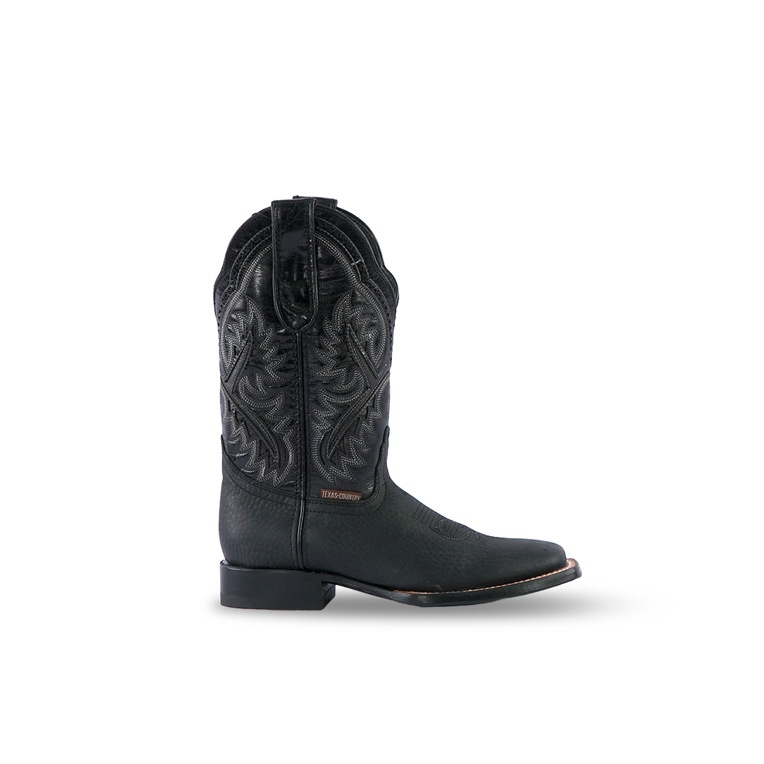 Texas Country Western Boot Cheyenne Black Square Toe E29