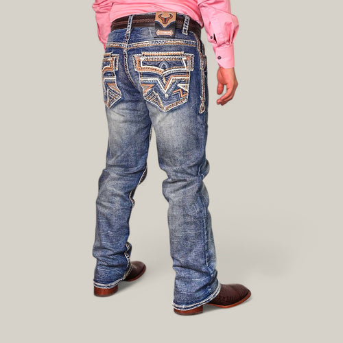 Straight Fit Embroidered Jeans WJ-2348