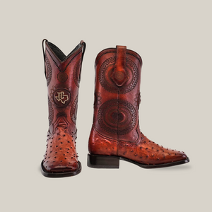  Exotic Karoo Ostrich - Platinum - Honey - Square Toe